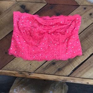 PINK cute hot pink bandeau with rhinestones